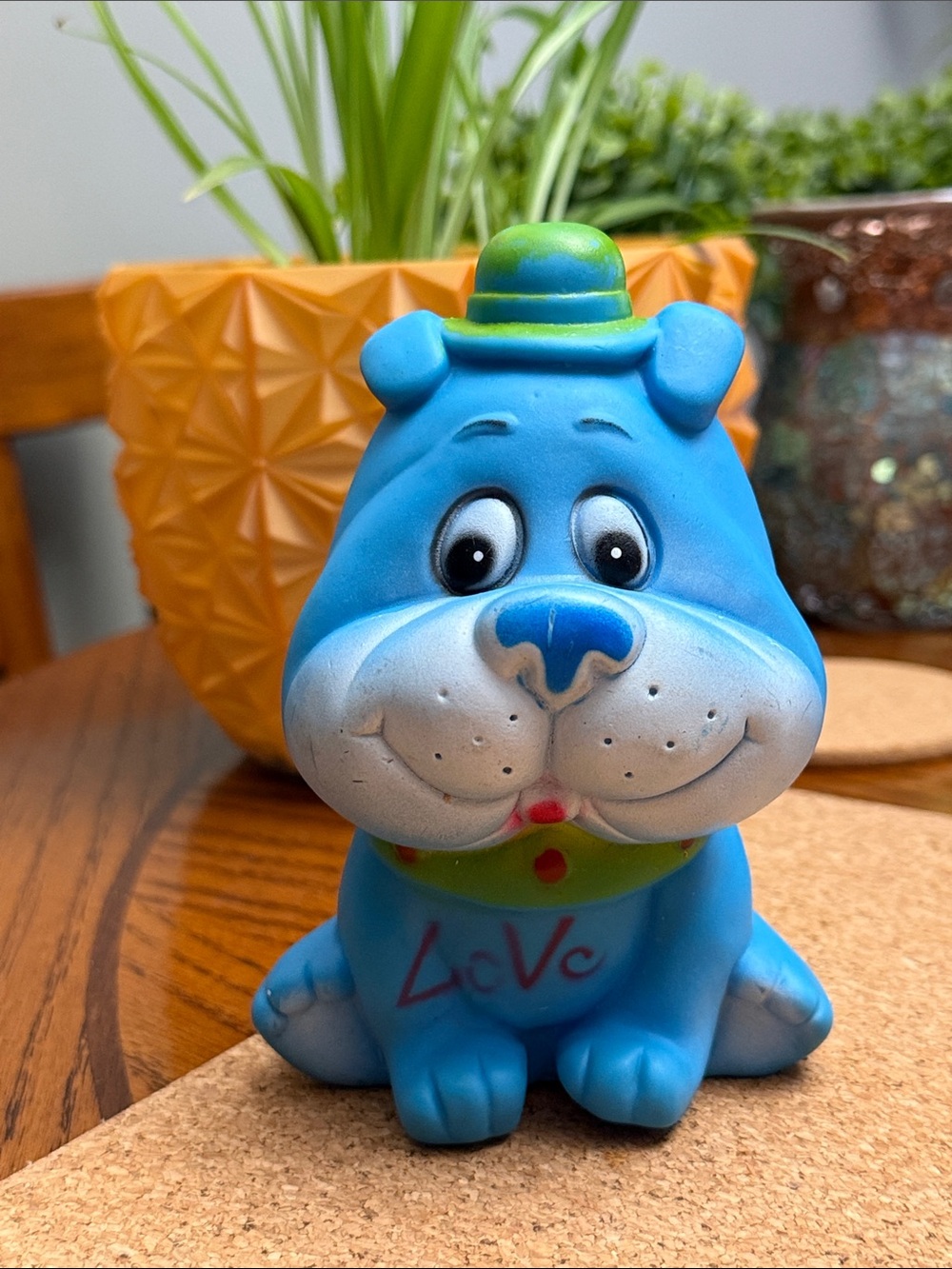 Vintage 1983 Puppy Dog Gerber "Loveโ Hat Bulldog Squeak Toy Squeaker